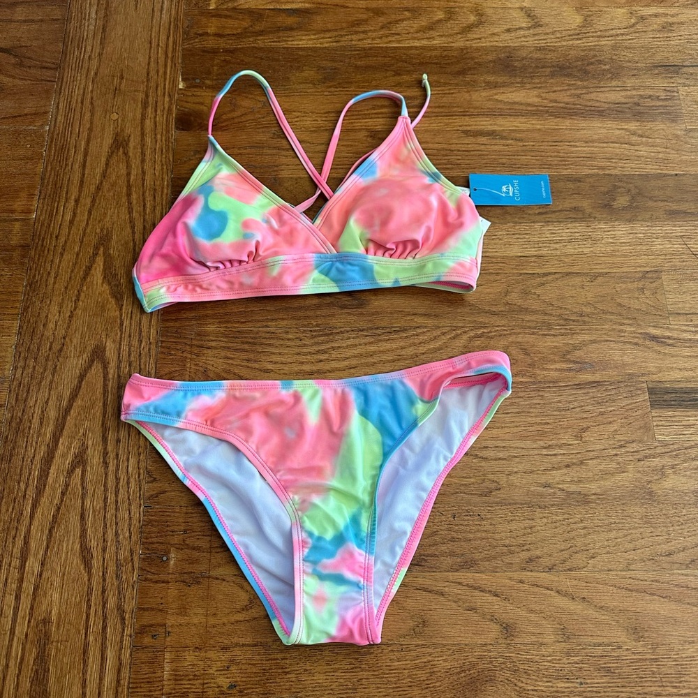 CUPSHE Bikini Swimsuit Tie-dye Rainbow Two piece Woman's M New